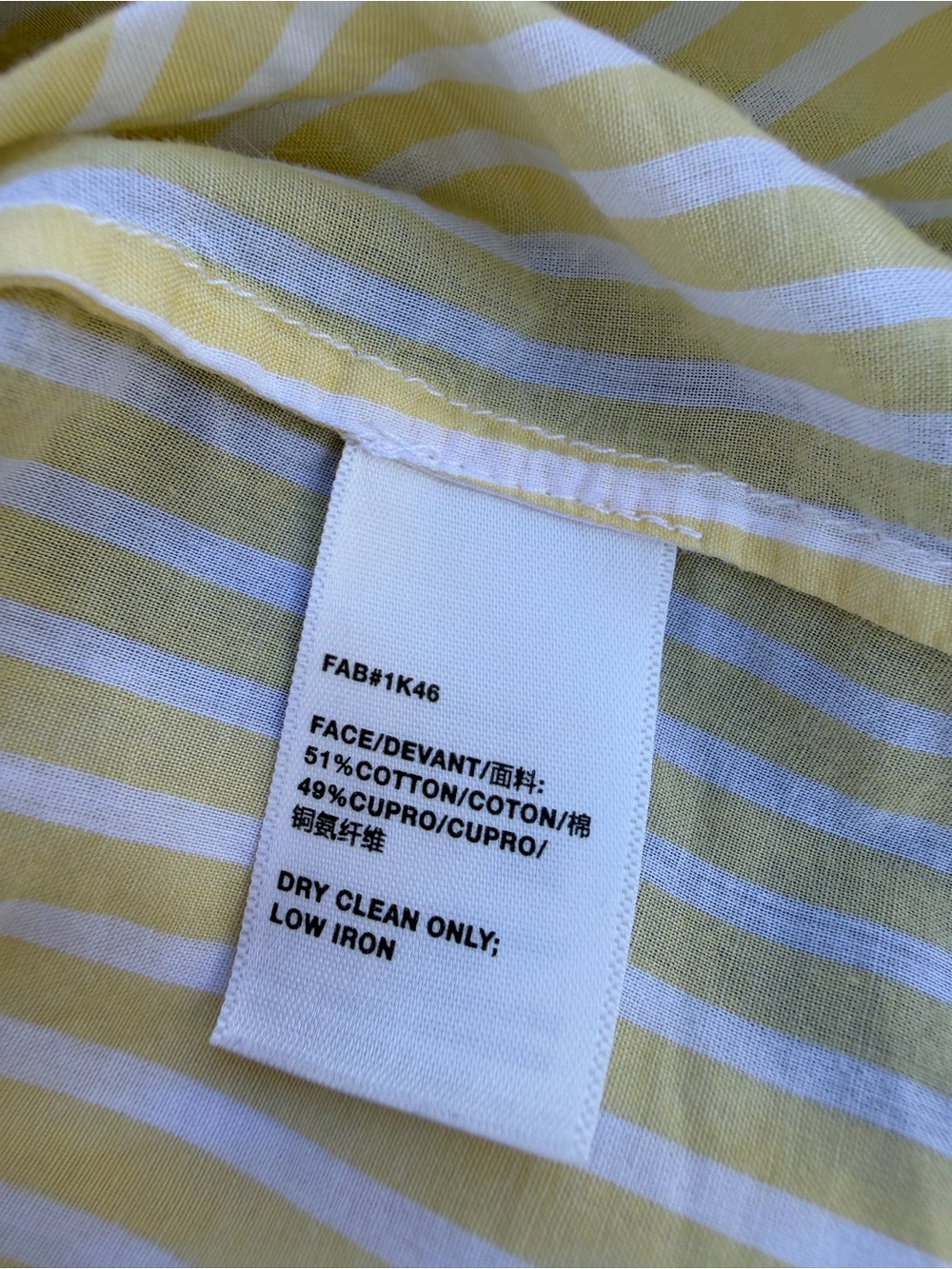 Lafayette 148 New York Short Sleeve Yellow Stripe Button-Down Shirt - Picture 3 of 8